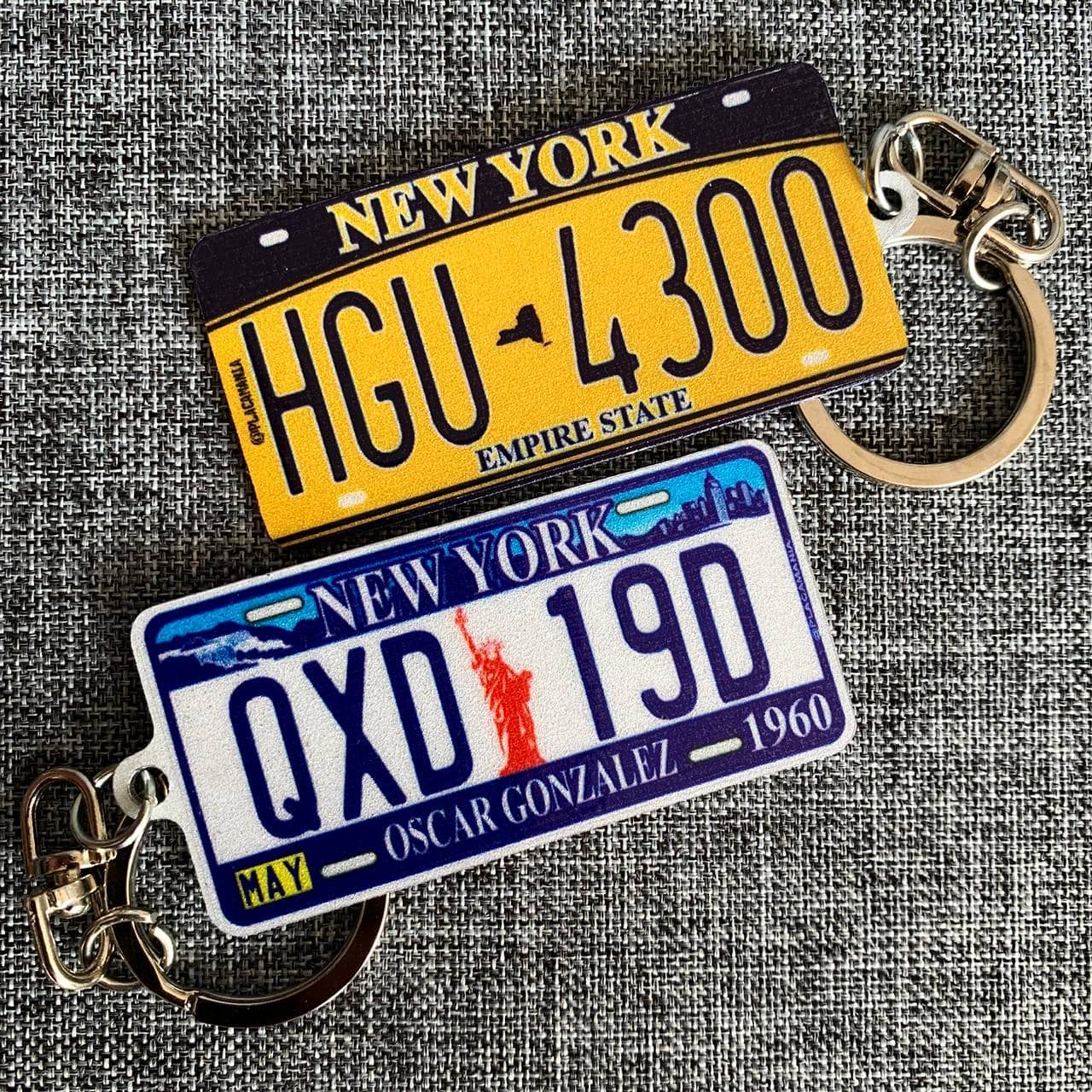 Metal New York License Plate Key Chain