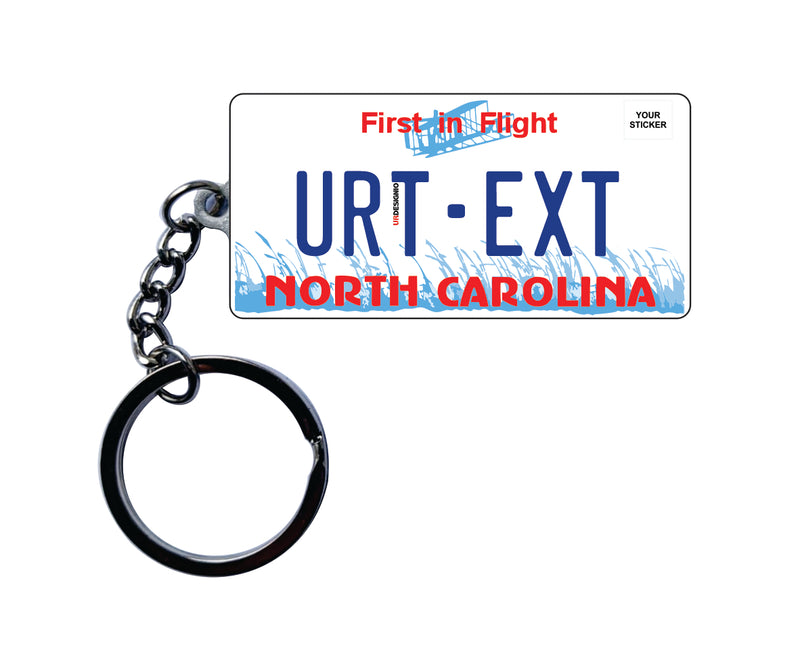 North Carolina License Plate Custom Keychain