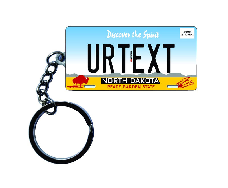 North Dakota License Plate Custom Keychain